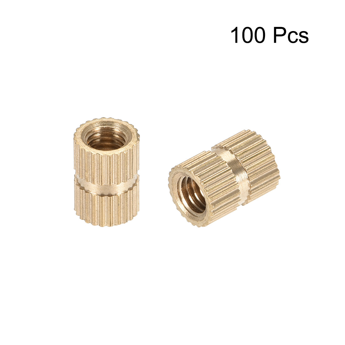 Harfington Knurled Insert Nuts, M5 x 10mm(L) x 7mm(OD) Female Thread Brass Embedment Assortment Kit, 100 Pcs