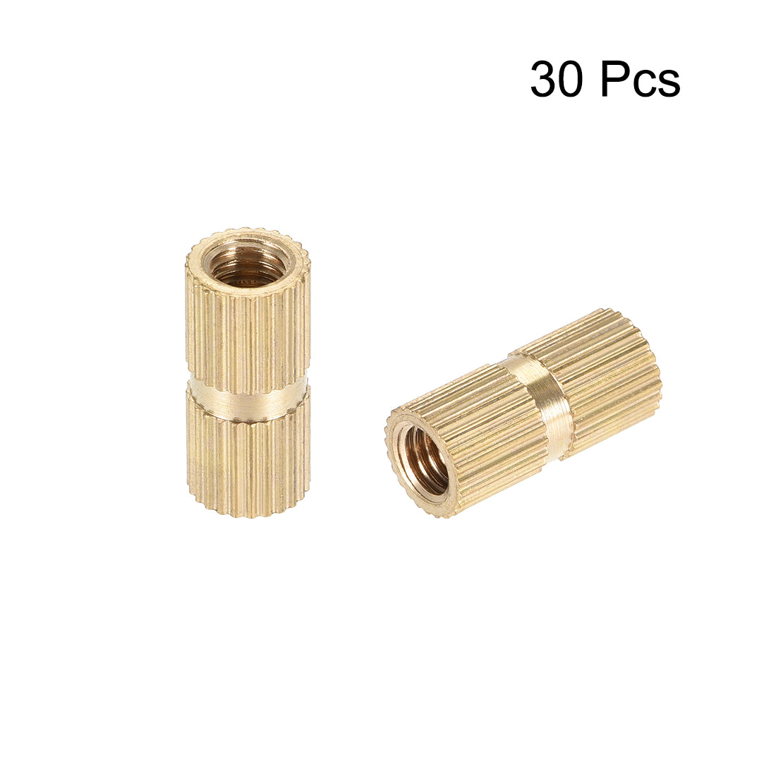 Harfington Knurled Insert Nuts, M5 x 16mm(L) x 7mm(OD) Female Thread Brass Embedment Assortment Kit, 30 Pcs
