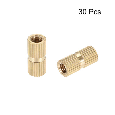 Harfington Knurled Insert Nuts, M5 x 16mm(L) x 7mm(OD) Female Thread Brass Embedment Assortment Kit, 30 Pcs