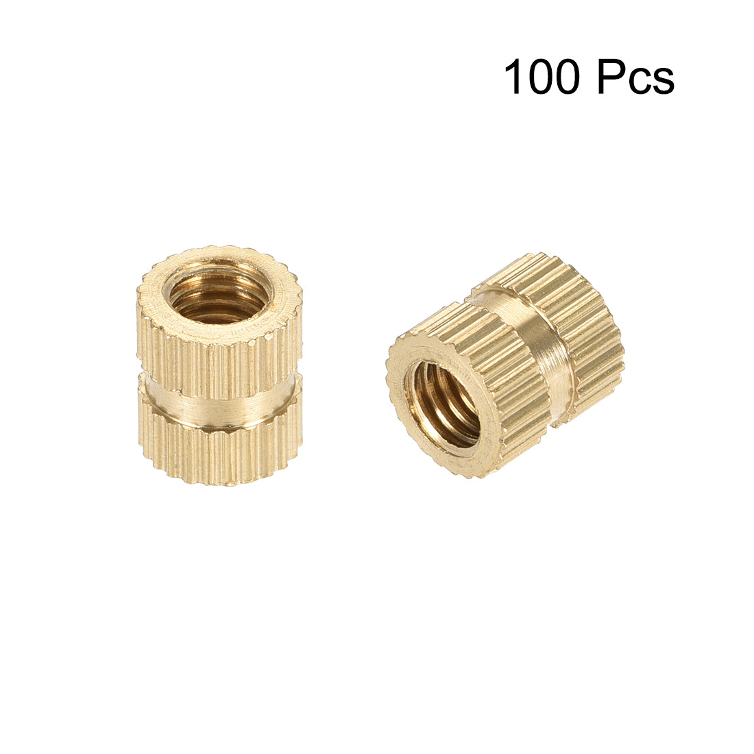 Harfington Knurled Insert Nuts, M5 x 8mm(L) x 7mm(OD) Female Thread Brass Embedment Assortment Kit, 100 Pcs