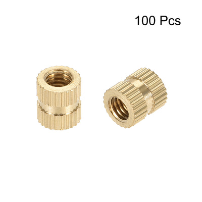 Harfington Knurled Insert Nuts, M5 x 8mm(L) x 7mm(OD) Female Thread Brass Embedment Assortment Kit, 100 Pcs