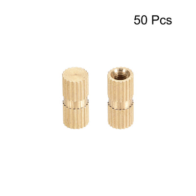 Harfington Knurled Insert Nuts, M3 x 12mm(L) x 5mm(OD) Female Thread Brass Embedment Assortment Kit, 50 Pcs