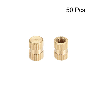 Harfington Knurled Insert Nuts, M3 x 8mm(L) x 5mm(OD) Female Thread Brass Embedment Assortment Kit, 50 Pcs