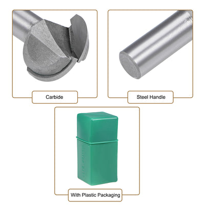 Harfington Router Bit 1/2" Shank 1-1/4" Cutting Dia. Core Box 2 Flutes Carbide for Carpentry Woodworking Milling Cutter Tool