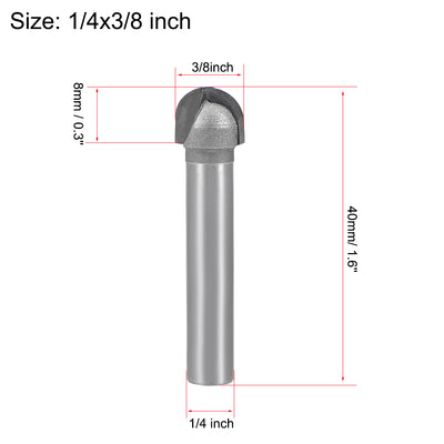 Harfington Router Bit 1/4" Shank 3/8" Cutting Dia. Core Box 2 Flutes Carbide for Carpentry Woodworking Milling Cutter Tool 2pcs