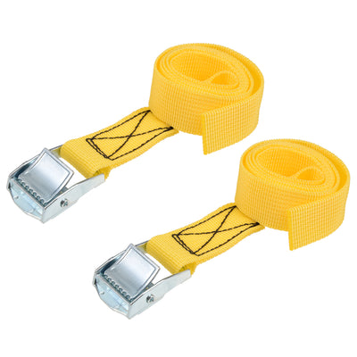 Harfington 0.8M x 25mm Lashing Strap Cargo Tie Down Straps w Cam Lock Buckle 250Kg Work Load, Yellow, 2Pcs