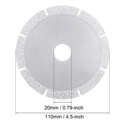 Harfington 4.5-inch Diamond Cutting Wheels Grinding Disc with Cuts for Stone Ceramics Glass 46 Grits Silver Tone 2pcs