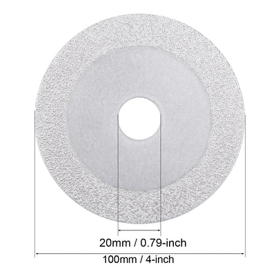 Harfington 4-Inch Diamond Cutting Wheels Grinding Disc for Stone Ceramics Glass 46 Grits Silver Tone