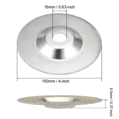 Harfington 4-Inch Diamond Cutting Wheels Cup Grinding Disc for Stone Ceramics Glass 60 Grits Silver Tone 2pcs
