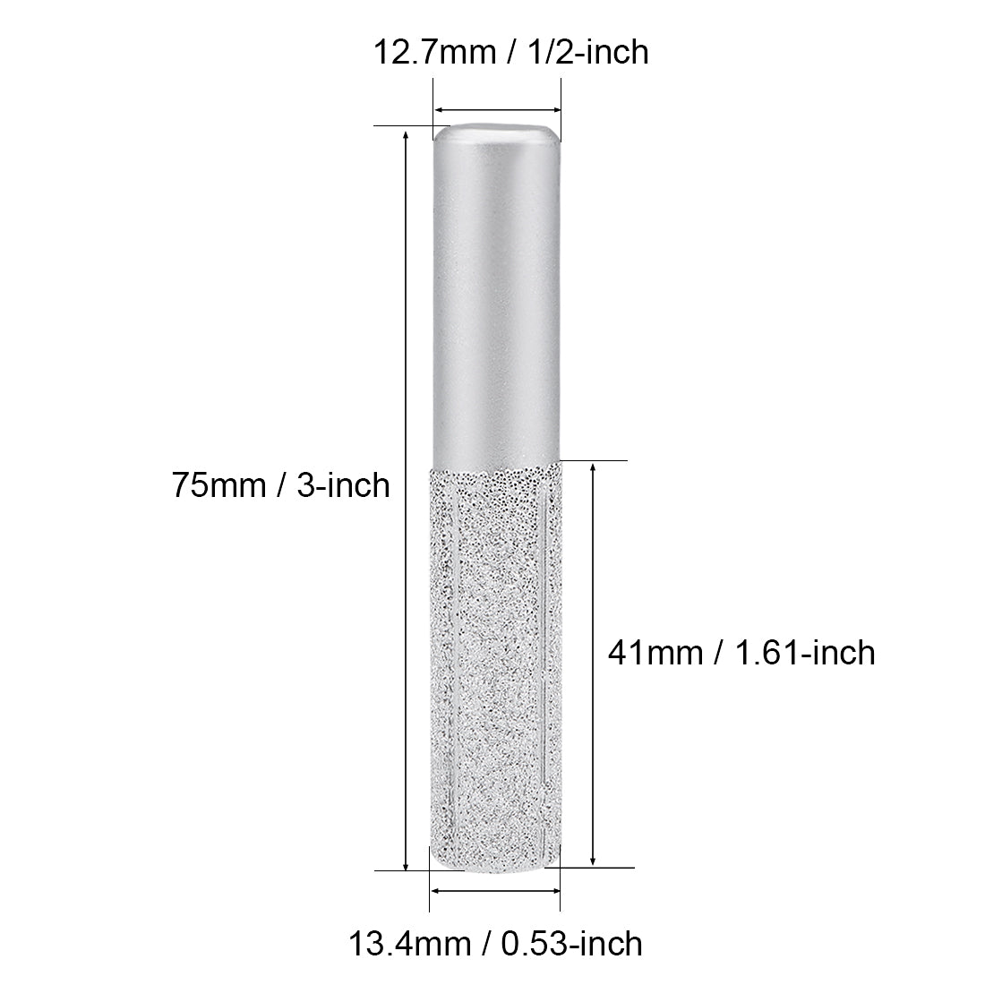 Harfington 13.4mm Diamond Straight Router Bit Brazed Cylinder Profile Wheel 1/2-inch Shank for Stone Marble