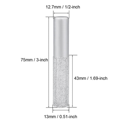 Harfington 13mm Diamond Straight Router Bit Brazed Cylinder Profile Wheel 1/2-inch Shank for Stone Marble