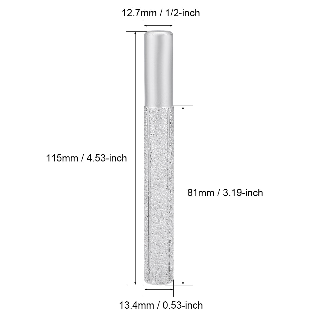Harfington 13.4mm Diamond Straight Router Bit Brazed Cylinder Profile Wheel 1/2-inch Shank 46 Grits for Stone Marble