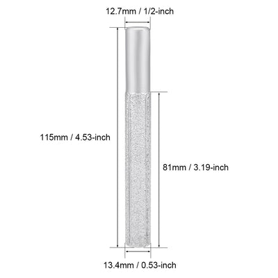 Harfington 13.4mm Diamond Straight Router Bit Brazed Cylinder Profile Wheel 1/2-inch Shank 46 Grits for Stone Marble