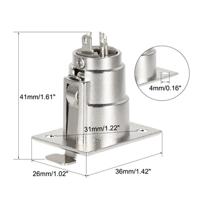 Harfington 3-Pin XLR Female Jack Panel Mount,Microphone Connector Adapter Converter,Audio Speaker Jack Twist Lock,6Pcs