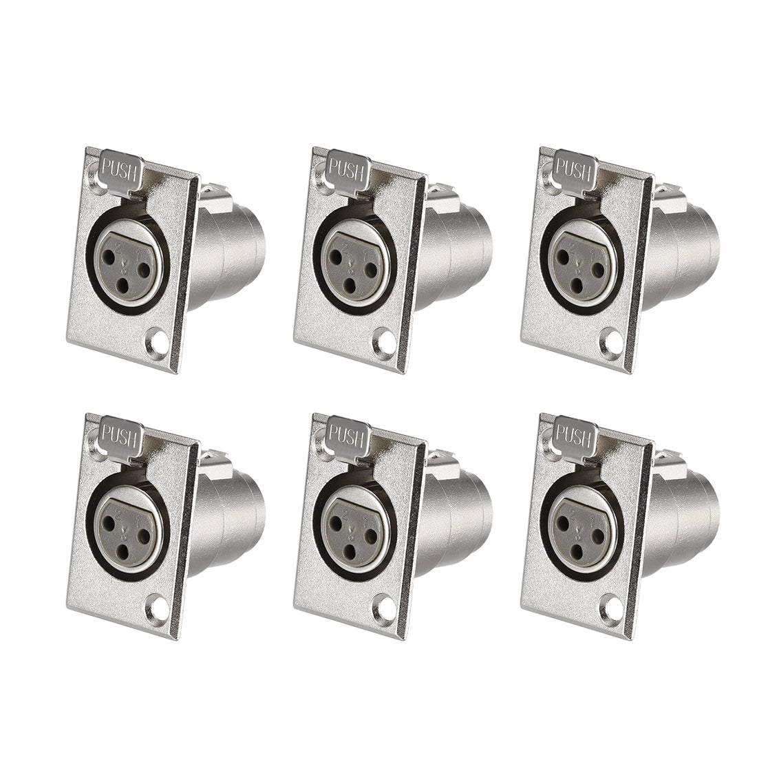 Harfington 3-Pin XLR Female Jack Panel Mount,Microphone Connector Adapter Converter,Audio Speaker Jack Twist Lock,6Pcs