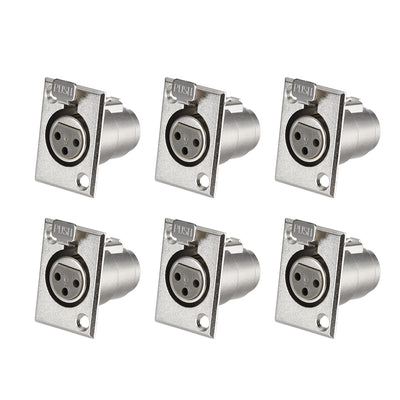 Harfington 3-Pin XLR Female Jack Panel Mount,Microphone Connector Adapter Converter,Audio Speaker Jack Twist Lock,6Pcs