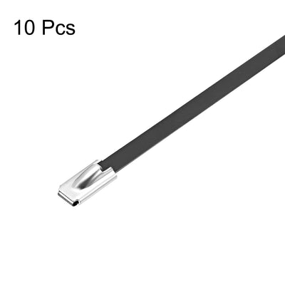 Harfington Stainless Steel Zip Ties 19.7" x 0.18" Metal Exhaust Wrap Multi-Purpose Electrical Cable Locking Cord Management Straps 10pcs