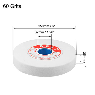 Harfington 6-Inch Bench Grinding Wheels White Aluminum Oxide WA 60 Grit for Surface Grinding