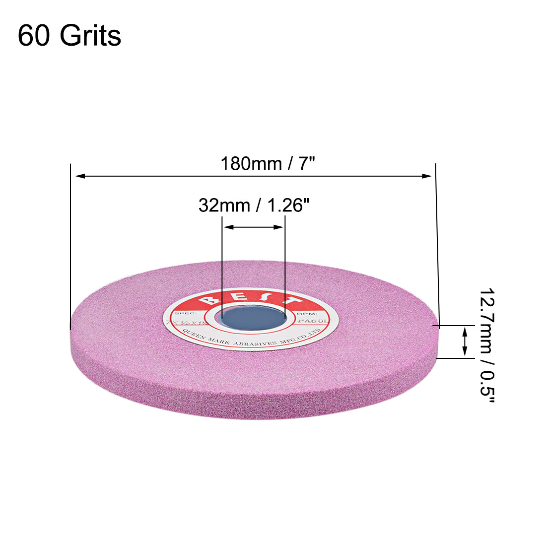 Harfington 7-Inch Bench Grinding Wheels Pink Aluminum Oxide PA 60 Grit for Surface Grinding