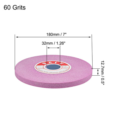 Harfington 7-Inch Bench Grinding Wheels Pink Aluminum Oxide PA 60 Grit for Surface Grinding