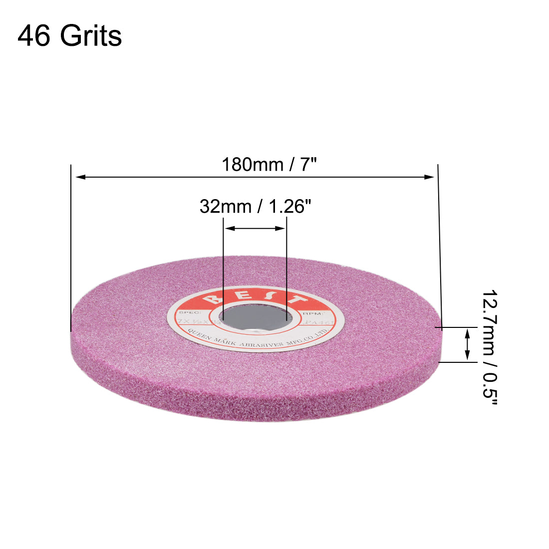 Harfington 7-Inch Bench Grinding Wheels Pink Aluminum Oxide PA 46 Grit for Surface Grinding