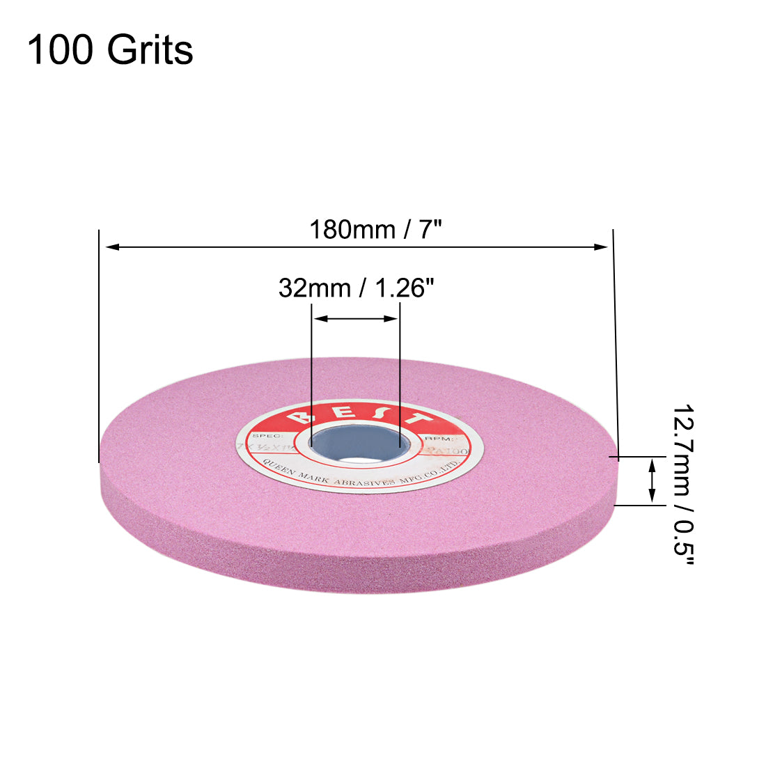 Harfington 7-Inch Bench Grinding Wheels Pink Aluminum Oxide PA 100 Grit for Surface Grinding