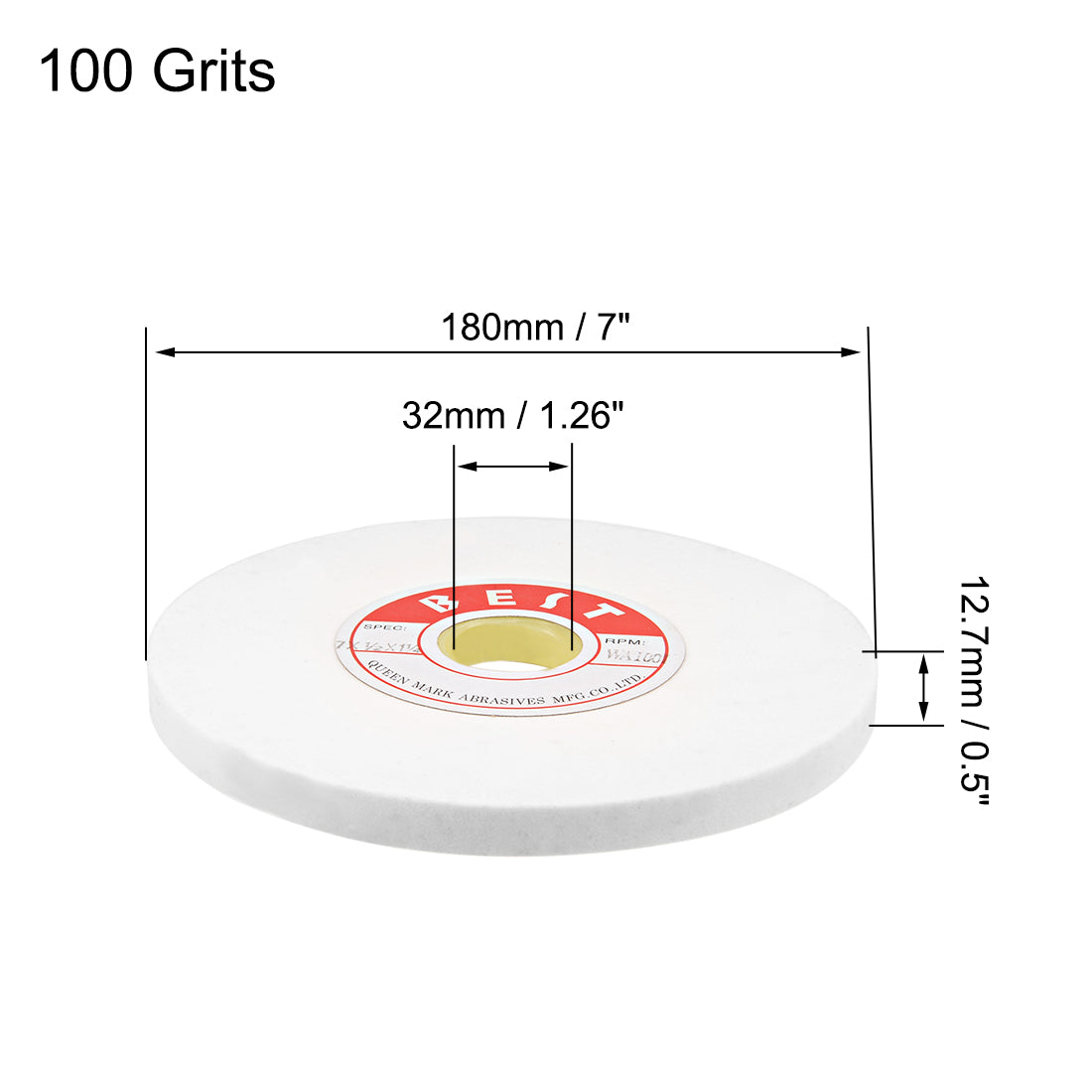 Harfington 7-Inch Bench Grinding Wheels White Aluminum Oxide WA 100 Grit for Surface Grinding