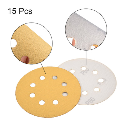 Harfington Sanding Discs 8-Holes Hook and Loop Wet Dry Flocking Sand Paper for Sander