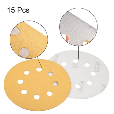 Harfington Sanding Discs 8-Holes Hook and Loop Wet Dry Flocking Sand Paper for Sander
