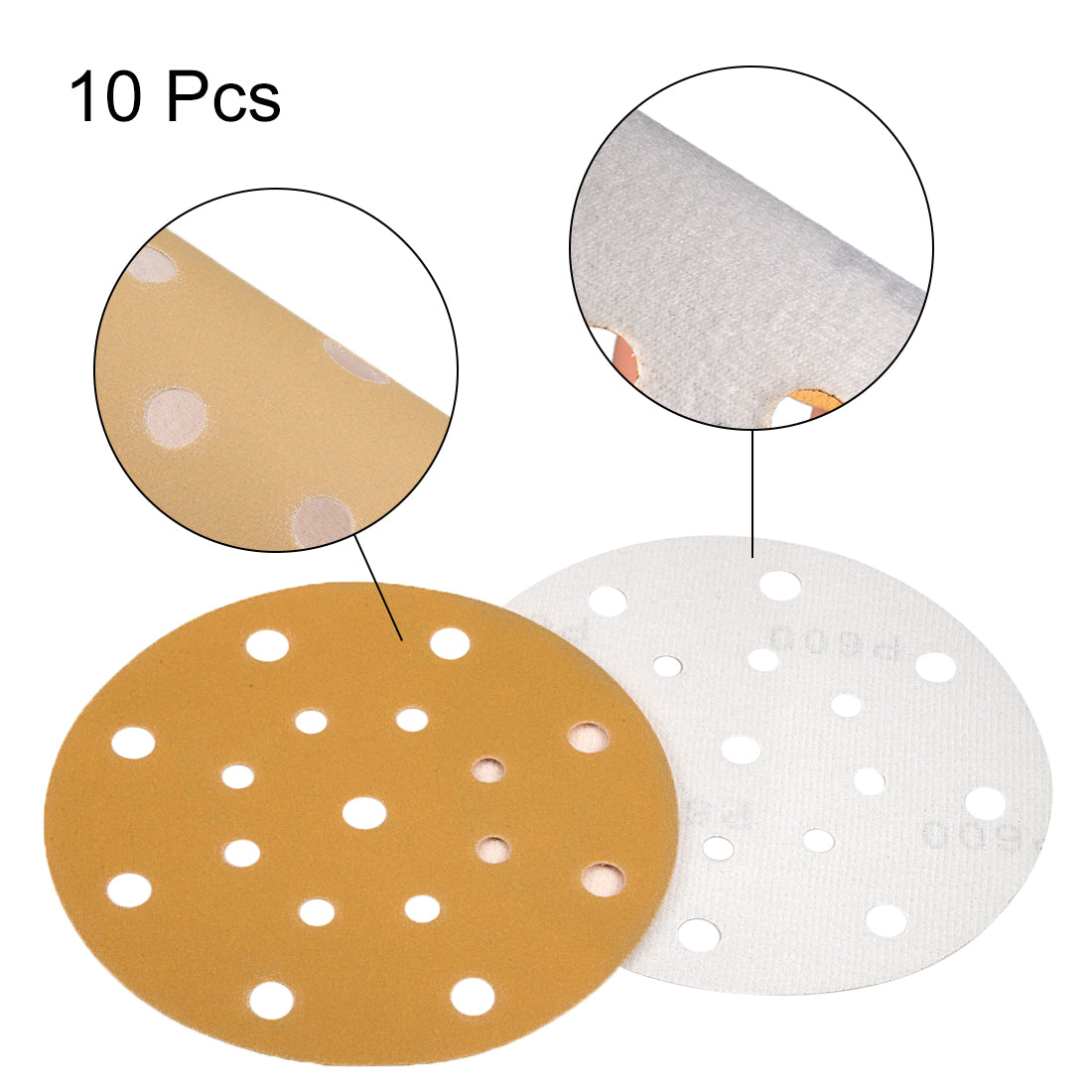 Harfington Sanding Discs 17-Holes Hook and Loop Wet Dry Flocking SandPaper for Sander Tool