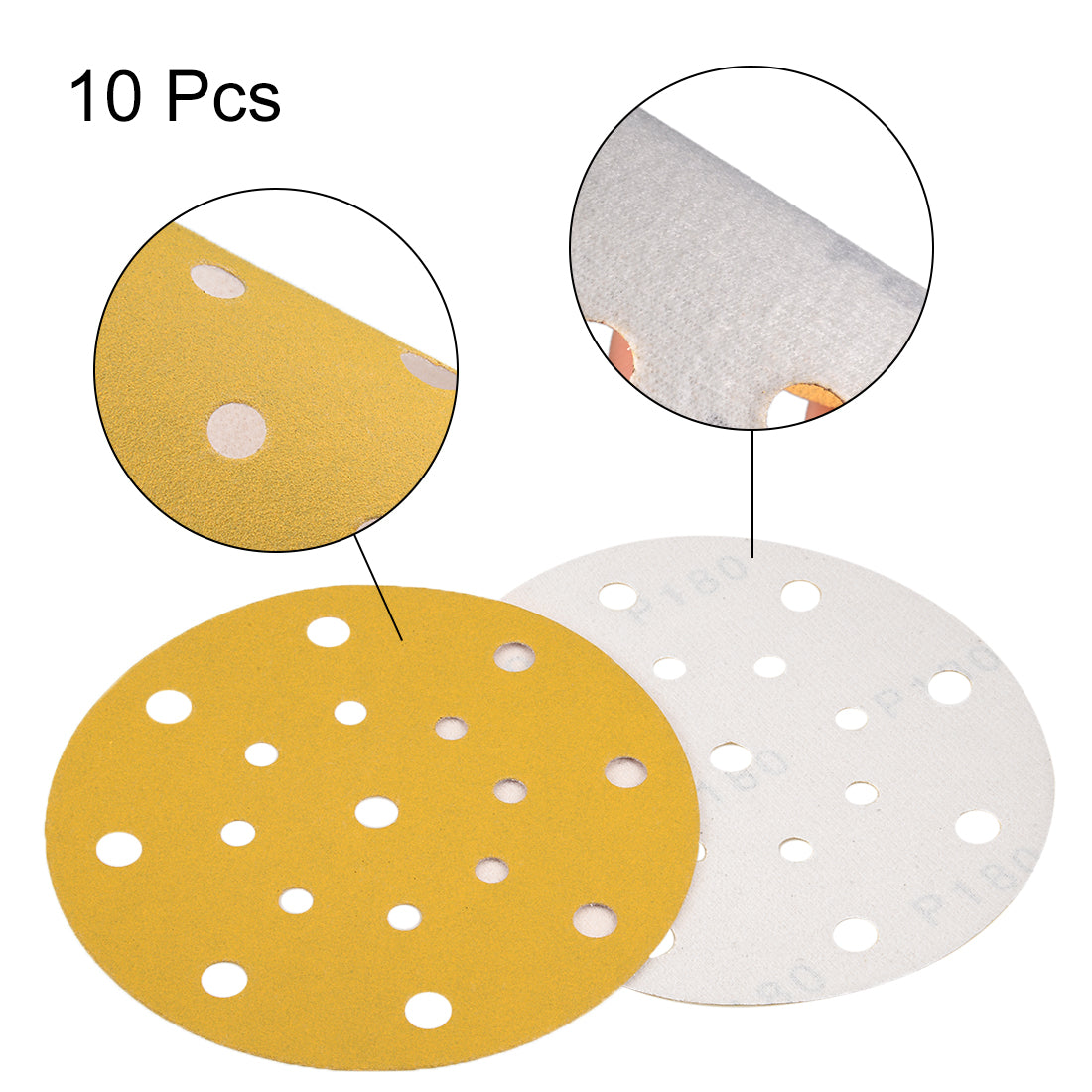 Harfington Sanding Discs 17-Holes Hook and Loop Wet Dry Flocking SandPaper for Sander Tool