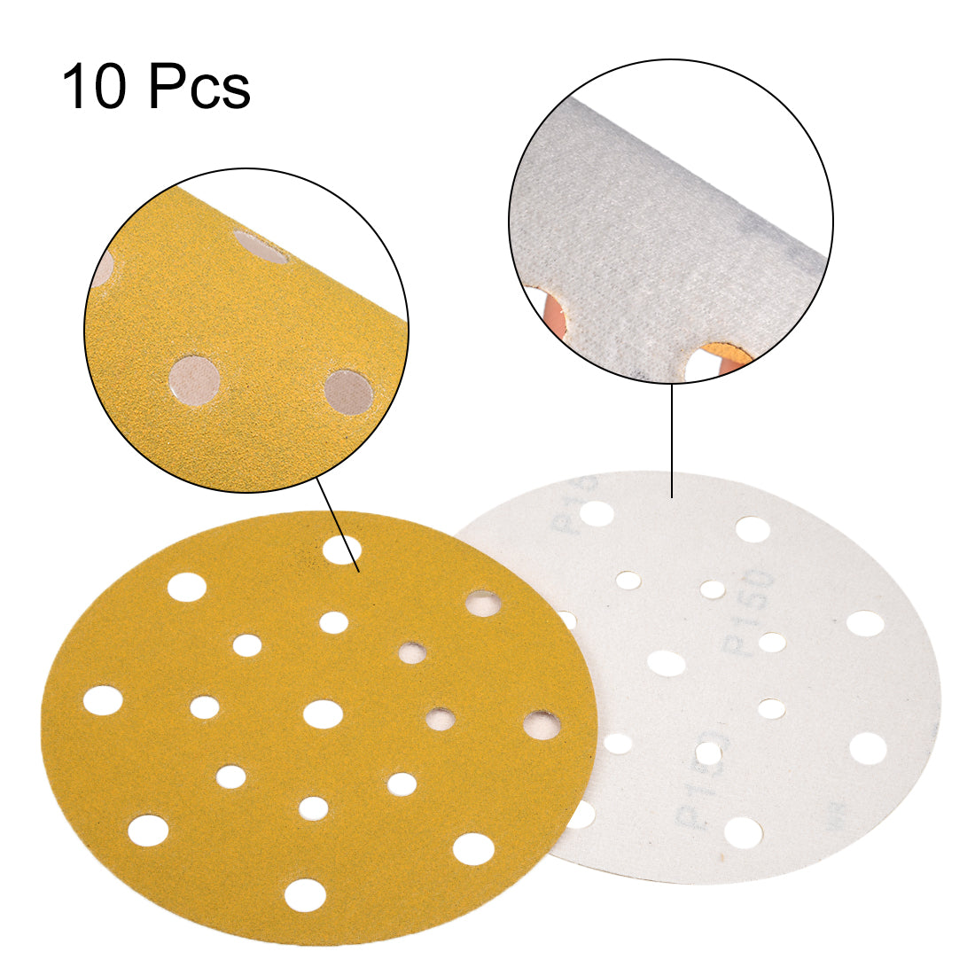 Harfington Sanding Discs 17-Holes Hook and Loop Wet Dry Flocking SandPaper for Sander Tool