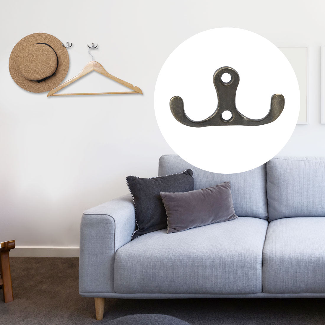 Harfington 12pcs Dual Hook Coat Hat DIY Robe Hooks Cloth Hanger Holder w Screws Bronze Tone