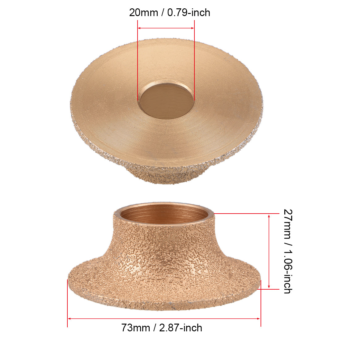 Harfington Brazing Diamond Grinding Wheel Semicircular Angle Grinder Tool for Marble Granite, 27mm Thickness