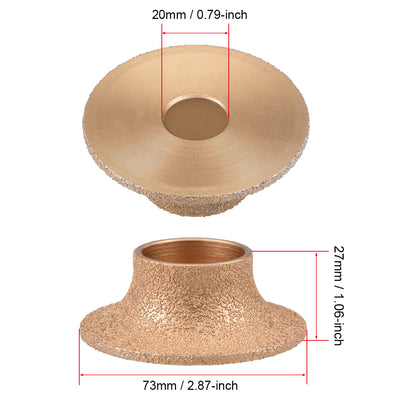 Harfington Brazing Diamond Grinding Wheel Semicircular Angle Grinder Tool for Marble Granite, 27mm Thickness