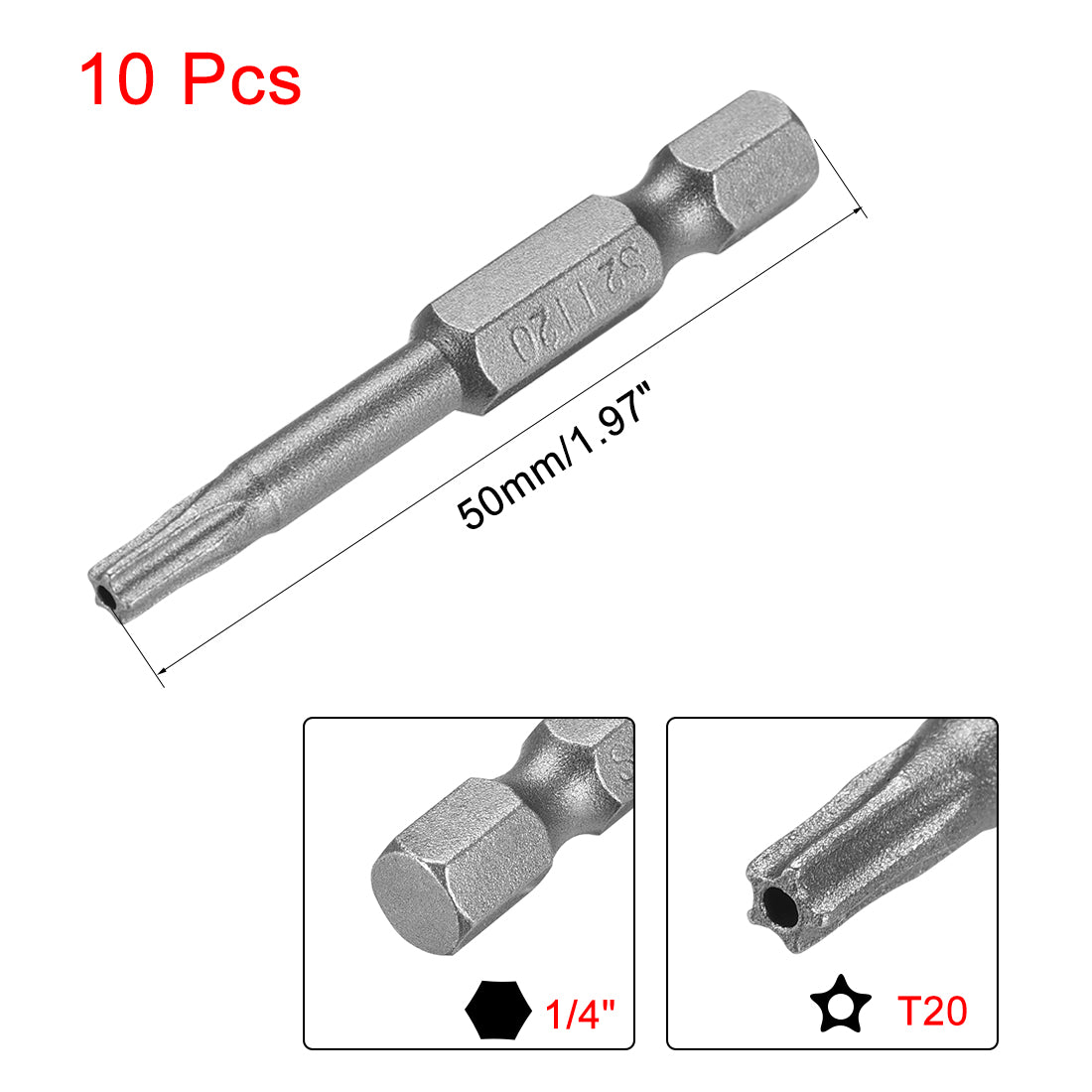 Harfington Alloy Steel 1/4" Hex Shank S2 Torx Screwdriver Bits