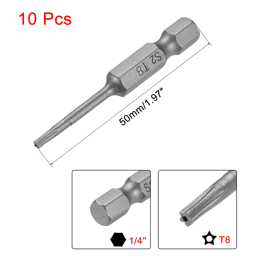 Harfington Alloy Steel 1/4" Hex Shank S2 Torx Screwdriver Bits