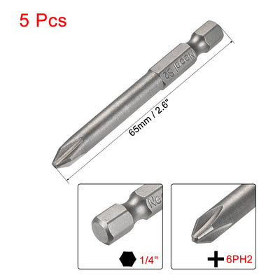 Harfington 5 Pcs Magnetic Phillips Screwdriver Bits, Hex Shank S2 Power Tools