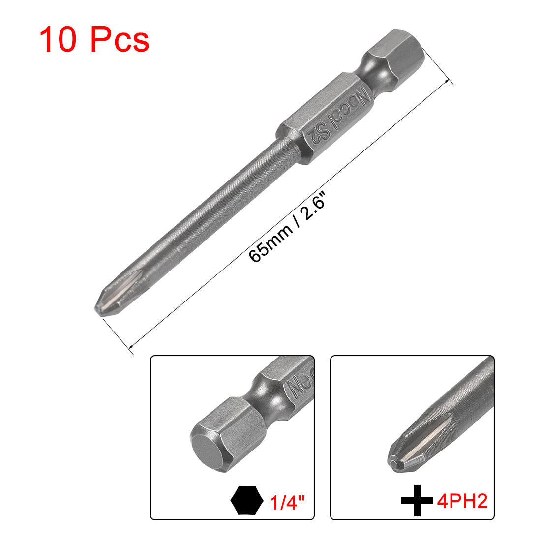 Harfington 10 Pcs Magnetic Phillips Screwdriver Bits, Hex Shank S2 Power Tools