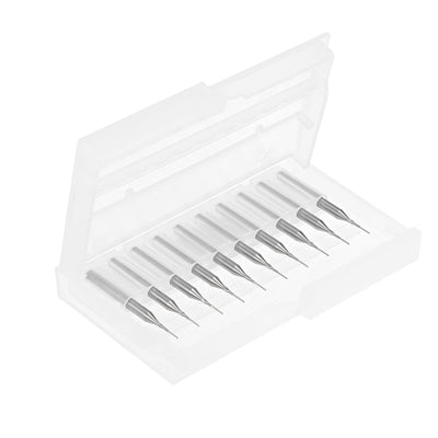 Harfington 10Pcs 0.5mm Carbide End Mill Engraving Milling Cutter CNC Router Bits for PCB Machine, 1/8" Shank
