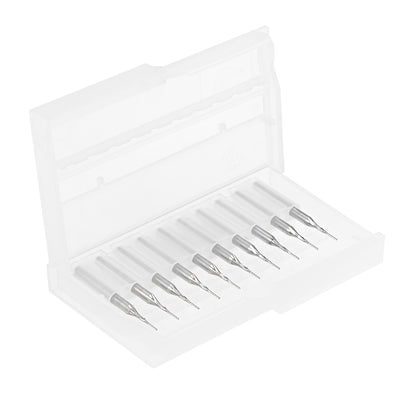 Harfington 10Pcs 0.6mm Carbide End Mill Engraving Milling Cutter CNC Router Bits for PCB Machine, 1/8" Shank