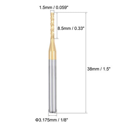 Harfington 10Pcs 1.5mm Titanium Coat Carbide End Mill Engraving Milling Cutter CNC Router Bits for PCB Machine, 1/8" Shank