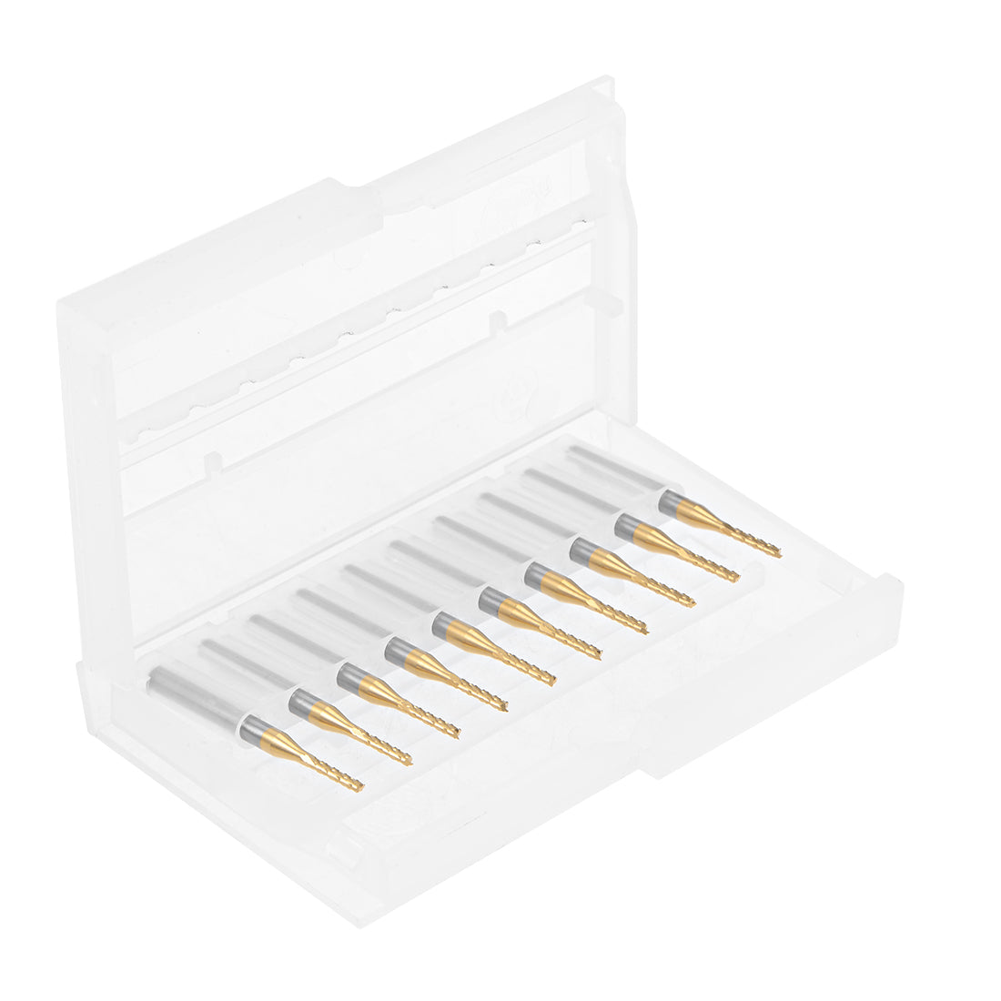 Harfington 10Pcs 1.5mm Titanium Coat Carbide End Mill Engraving Milling Cutter CNC Router Bits for PCB Machine, 1/8" Shank