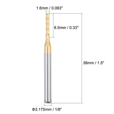 Harfington 10Pcs 1.6mm Titanium Coat Carbide End Mill Engraving Milling Cutter CNC Router Bits for PCB Machine, 1/8" Shank