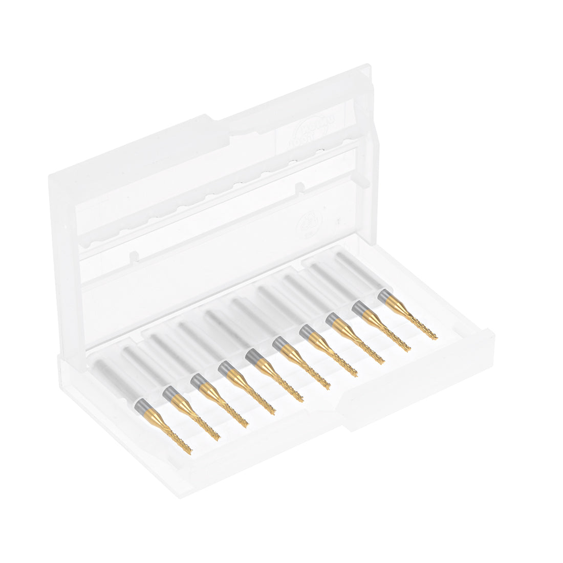 Harfington 10Pcs 1.6mm Titanium Coat Carbide End Mill Engraving Milling Cutter CNC Router Bits for PCB Machine, 1/8" Shank