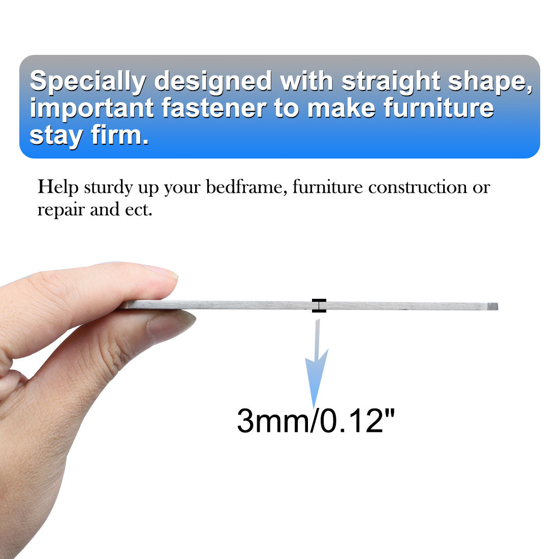 Harfington Straight Brackets Stainless Steel Flat Brace Fastener Brackets with Screws 8pcs