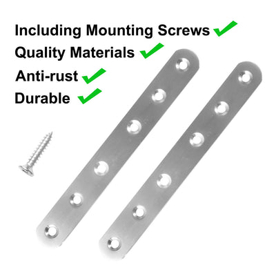 Harfington Straight Brackets Stainless Steel Flat Brace Fastener Brackets with Screws 8pcs