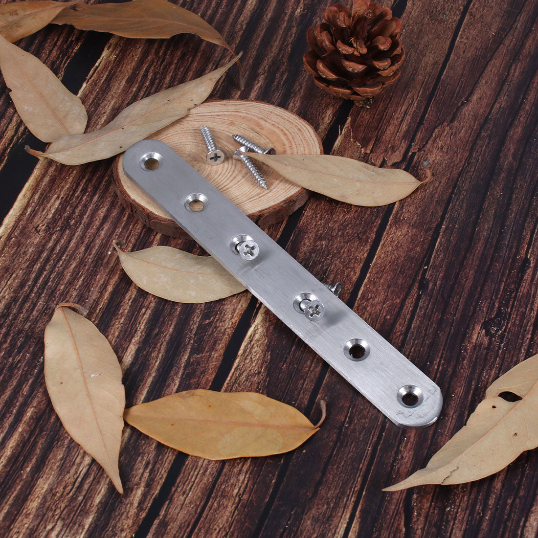 Harfington Straight Brackets Stainless Steel Flat Brace Fastener Brackets with Screws 8pcs