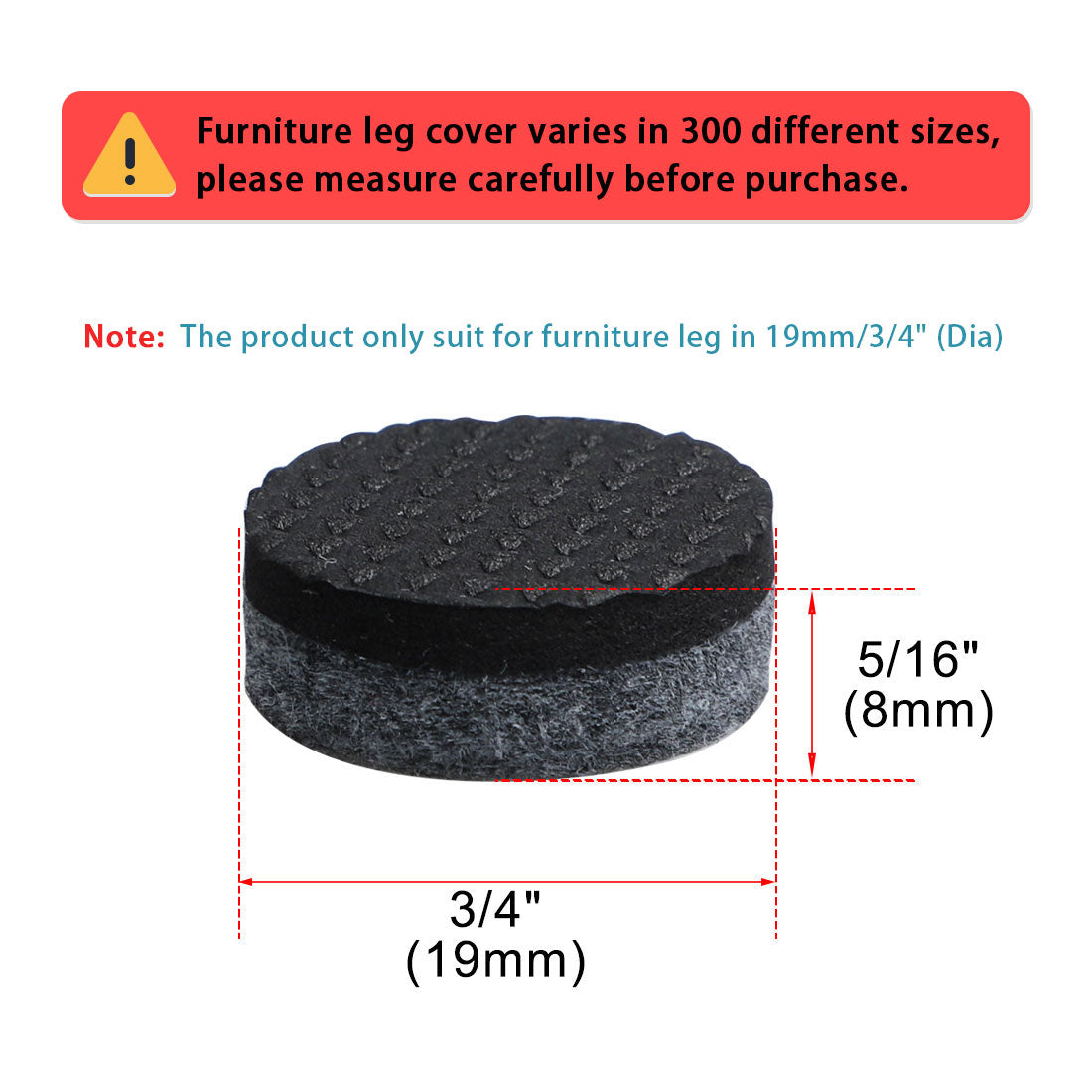 Harfington Furniture Felt Pads Grippers Round Self Stick Anti Slip Gra