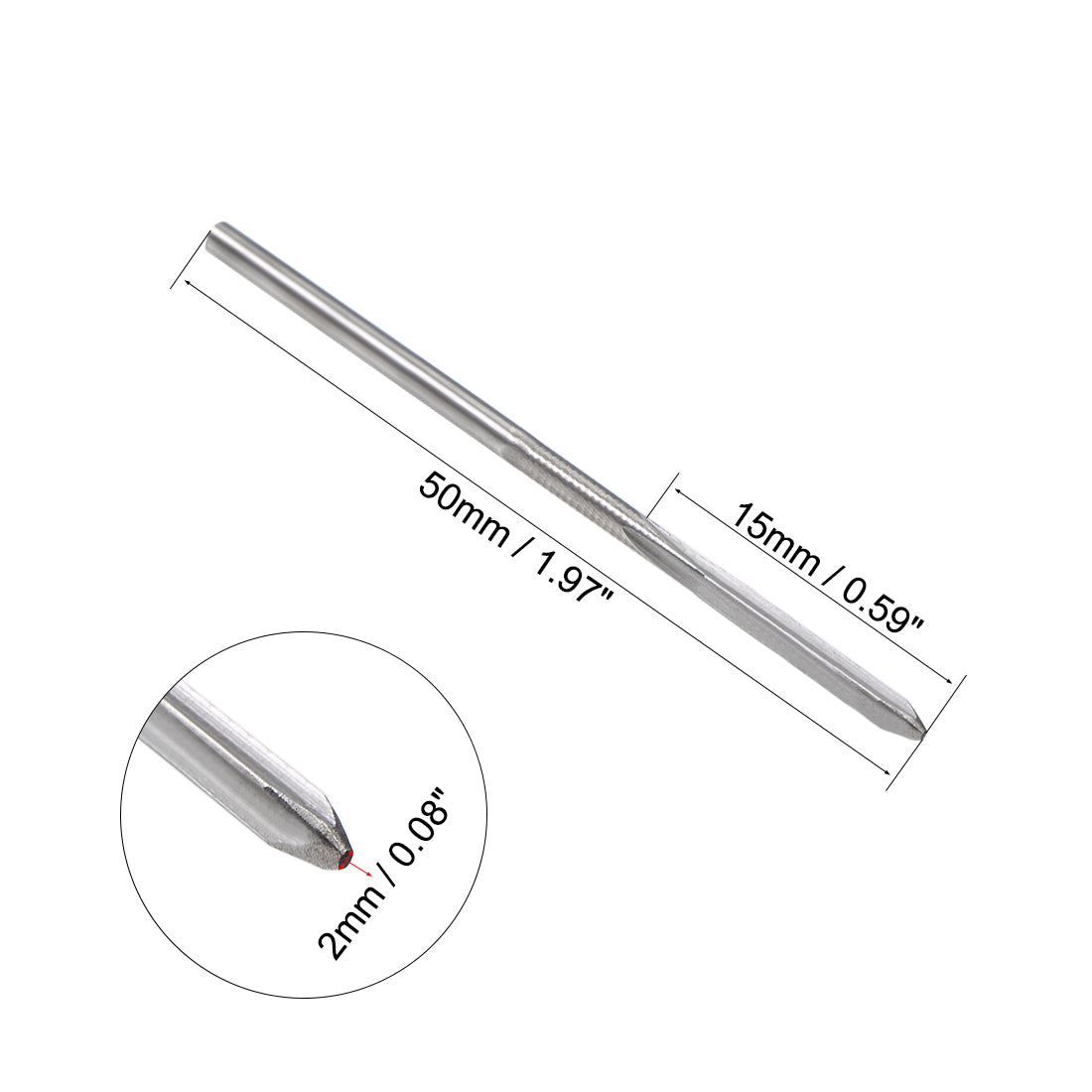 Harfington 2mm Chucking Reamer HSS H8 4 Straight Flutes Machine Milling Cutter Tool